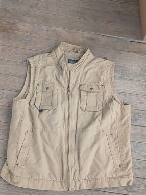 Outdoor Life Tan Sherpa Lined Vest with Teal Label Size XL